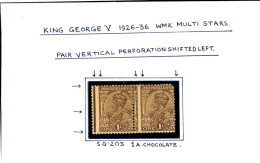 BRITISH INDIA-ERROR-KING GEORGE V-1923-36-WMK-MULTI STARS-PERFORATION SHIFT-PAIR-SG-203-1a-chocolate-MNH-B9-521 - Variétés Et Curiosités