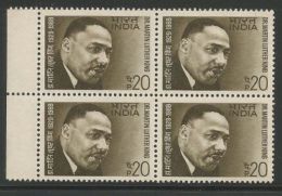 Block Of 4´s Mint, MNH, India,1968 Martin Luther King Civil Rights Leader Nobel Prize, As Per Scan - Martin Luther King