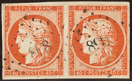 No 5b, Paire Horizontale, Obl Pc 898, Superbe - 1849-1850 Cérès
