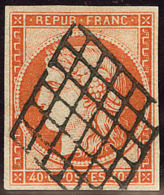 No 5, Nuance Vive, Obl Grille. - TB - 1849-1850 Cérès