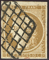 No 1d, Belle Nuance, Obl Grille. - TB - 1849-1850 Cérès