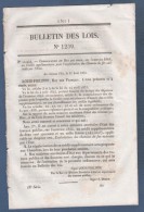 1845 BULLETIN DES LOIS - CHEMINS DE FER - INONDATIONS DU RHÔNE ET DE SES AFFLUENTS - CANNES / ROCHEFORT - Décrets & Lois