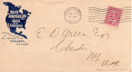 JUL 25 1909 TORONTO ONT Flierstempel Op Geïllustreerde Enveloppe Naar Chester - Storia Postale