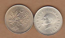 AC - TURKEY: 2500 LIRA TL 1992 COPPER - NICKEL COIN UNCIRCULATED - Turkey