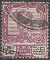 Johore (Malaysia). 1910-19 Sultan Sir Ibrahim. 3c Used. Mult Rosette W/M SG 80 - Johore
