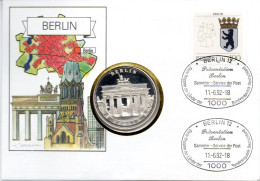 BRD Numisbrief "Berlin" 11.6.1992 BERLIN Mit Medaille PP Brandenburger Tor(Münze)+100Pf 1992 Wappen Berlin - Sonstige & Ohne Zuordnung