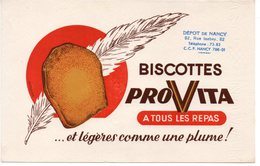 Buvard  Provita, Biscottes à Tous Les Repas. + Cachet Dépôt De Nancy, Rue Isabey - Biscottes