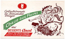 Buvard  Desserts Ancel. Collectionnez Les Images De La Chasse Aux Fauves. Indien, Cheval, Bison. - Dulces & Biscochos