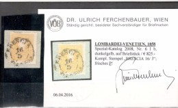 Austria1858Lombardy-Venetia:_Michel 6Ib(expertized And With Certificate)Cat.Value$940!!!! - Lombardo-Vénétie