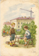 Cp Dessinée , Jeu D'échecs , Enfants . - Echecs