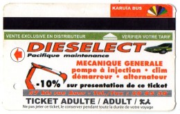 TICKET BUS  FRANCE  NOUVELLE -CALEDONIE  KARUIA BUS  Dieselect - Monde