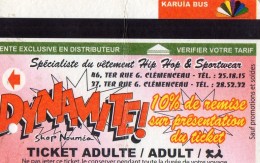 TICKET BUS  FRANCE  NOUVELLE -CALEDONIE  KARUIA BUS  Dynamite! - Mundo