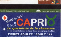 TICKET BUS  FRANCE  NOUVELLE -CALEDONIE  KARUIA BUS  Capri - Mondo