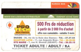 TICKET BUS  FRANCE  NOUVELLE -CALEDONIE  KARUIA BUS  Pro Tech - Mundo