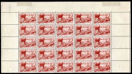 Demi-feuille De 25 Timbres** De 1939-42 "1,50 F. - Rouge-brun - Rempart De Salé" (YT 186) - Unused Stamps