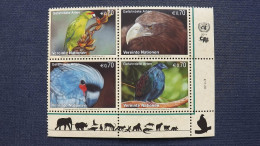 UNO-Wien 732/5 **, Gefährdete Arten: Vögel: Ziegensittich, Seeadler, Palmkakadu, Kragentaube - Unused Stamps