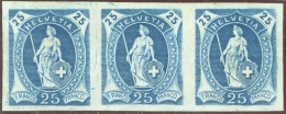 Schweiz Stehende Helvetia Druckprobe 1904 Essais Fig.11 Blau 3-er Streifen (Probedruck) - Ongebruikt