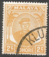 Johore (Malaysia). 1949 Sultan Sir Ibrahim. 2c Orange-Yellow Used. SG 134a - Johore