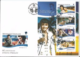 Togo 2015 - Elvis Presley Official Sheet FDC - First Day Cover - Elvis Presley