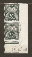 FRANCE TAXE N° 88 NEUF ** 2 TIMBRES COIN DATÉ 15/4/1959 - CàD DÉCEMBRE 1959 - AVEC GOMME  - 2 Scans - - Postage Due