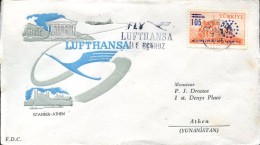 8041  Turkey,  Flight  Lufthansa From Istanbul To Athens ,  Circuled Cover - Airmail