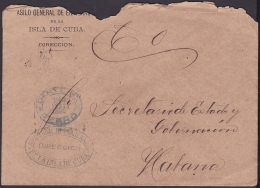 1899-H-205 CUBA SPAIN ESPAÑA. 1899. OFFICIAL MAIL. ASILO ENAJENADOS. PSIQUIATRIC HOSPITAL. "CARTERIA FERRO". - Lettres & Documents