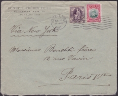 1910-H-70 CUBA REPUBLICA. 1910. 2-3c PATRIOTAS. SOBRE DE LA HABANA A FRANCIA FRANCE. - Cartas & Documentos