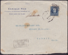 1917-H-251 CUBA REPUBLICA. 1917. 5c PATRIOTAS. IMPERF SOBRE COMERCIAL MARCA REPARTO DE MADRID ESPAÑA. - Briefe U. Dokumente