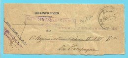 Drukwerkbandje (BELGISCH LEGER) Met Stempel AALST 2 (14/2/40??) Met Stempel UITRUSTINGSMAGAZIJN Nr5 / AALST - Guerre 40-45 (Lettres & Documents)