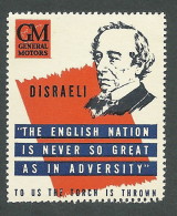 B31-27 CANADA General Motors WWII Patriotic Disraeli Poster Stamp MNH - Werbemarken (Vignetten)