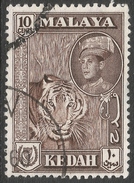 Kedah (Malaysia). 1959-62 Sultan Abdul Halim Shah. 10c Deep Brown Used. SG 109 - Kedah