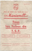 Philips/ Tubes De TSF/Miniwatt/Tarifs / 1947          GEF66 - Electricité & Gaz