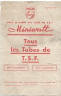 Philips/ Tubes De TSF/Miniwatt/Tarifs / 1947          GEF66 - Electricity & Gas