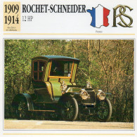 Rochet-Schneider 1909-1914 (derrière Il Y A Un Texte Sur Les Caracteristiques De La Voiture) - Voitures