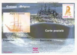 BELGICA ANTARCTIC EXPEDITION, SHIP, WHALE, PENGUINS, V. RYSSELBERGHE, PC STATIONERY, ENTIER POSTAL, 1998, ROMANIA - Expéditions Antarctiques