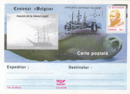 BELGICA ANTARCTIC EXPEDITION, SHIP, SEAL, PENGUINS, E. KNUDSEN, PC STATIONERY, ENTIER POSTAL, 1998, ROMANIA - Antarctic Expeditions