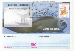 BELGICA ANTARCTIC EXPEDITION, SHIP, SEAL, PENGUINS, E. KNUDSEN, PC STATIONERY, ENTIER POSTAL, 1998, ROMANIA - Antarctische Expedities