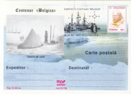 BELGICA ANTARCTIC EXPEDITION, SHIP, PENGUINS, H. JOHANSEN, PC STATIONERY, ENTIER POSTAL, 1998, ROMANIA - Antarctische Expedities