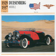 Duesenberg Model J 1929-1937 (derrière Il Y A Un Texte Sur Les Caracteristiques De La Voiture) - Coches