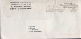 Lettre Affranchissement De 33 Bordeaux CTC 2 -10 1995 Avec La Griffe "Routage 206 Dispensé De Timbrage Bordeaux Midi - Cartas & Documentos