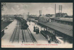 JUVISY SUR ORGE -  La Gare, Vue Prise De La Passerelle (animation Avec Arrivée Train ) - Juvisy-sur-Orge