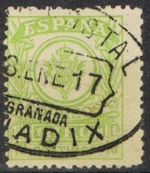 España . Sellos Giro 15 Cts, Fechador Giro Postal GUADIX (Granada) º - Vaglia