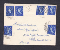 UK Marcophilie Queen Elisabeth II 1 Blue X 6 De Barnstaple Vers France Chelles - Postmark Collection