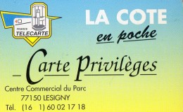 CARTE D'ENTREPRISE  LA COTE EN POCHE  Carte Privilèges - Sonstige & Ohne Zuordnung