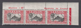 Brazil Brasil Mi# 438 ** MNH Corner Strip Of 3 Imprint  DIA DA CRIANCA 1935 - Nuovi