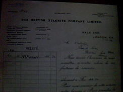 Vieux Papiers Facture De 1929 The British Xylonite Compagny Limited De Londres Origine Angletere - Royaume-Uni