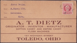 1917-H-276 CUBA REPUBLICA. 1917. 2c PATRIOTAS. SOBRE DE MATANZAS A US. - Covers & Documents