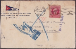 1917-H-277 CUBA REPUBLICA. 1917. 2c PATRIOTAS. 1930. FORWARDED COVER. RARE POSTMARK IN REVERSE. - Storia Postale