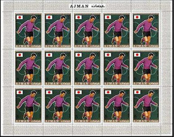 Ajman 1970 World Cup Mexico Football Kamamoto Japan 75h SHEET:15 Stamps Flag [feuilles, GanzeBogen,hojas] - 1970 – Mexico