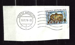 Czech Republic  Tschechische Republik 2014 ⊙ Mi 826 Josef Lada - Christmas, Weihnachten. Cutting, Auf Briefstück C.11 - Used Stamps